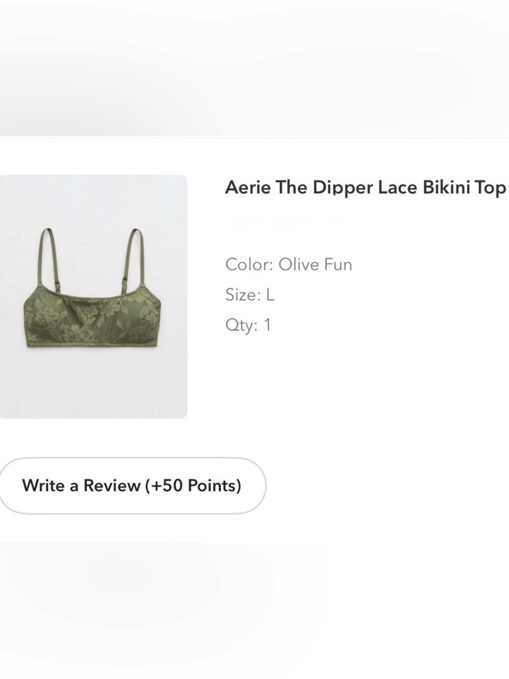 AERIE - Olive Green Lace Swim Bralette